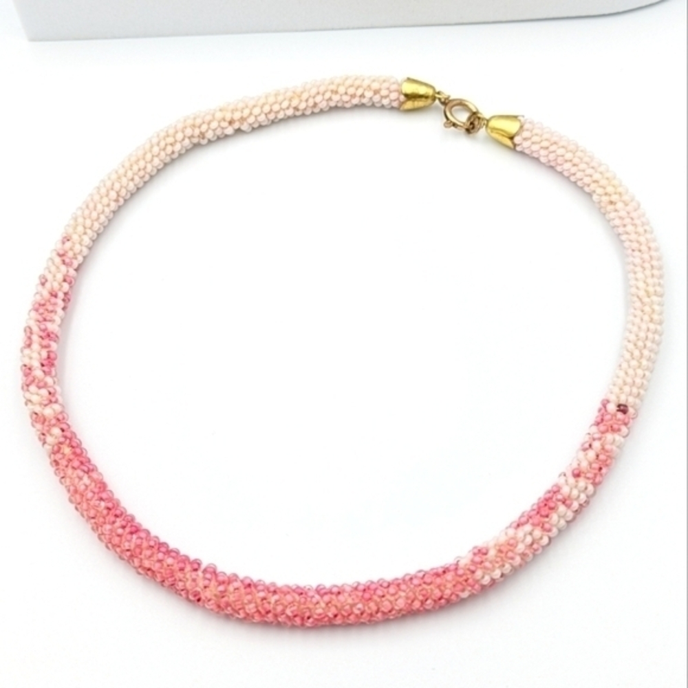 5/25$  Pink seed bead 15.5" necklace